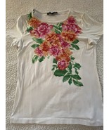 Jones New York Womens Short Sleeve Top White And Pink Floral Size Large - $19.14 CAD