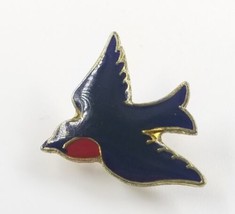 Vintage Flying Swallow Bird Black Red Gold Tone Enamel Lapel Pin Taiwan - $9.99