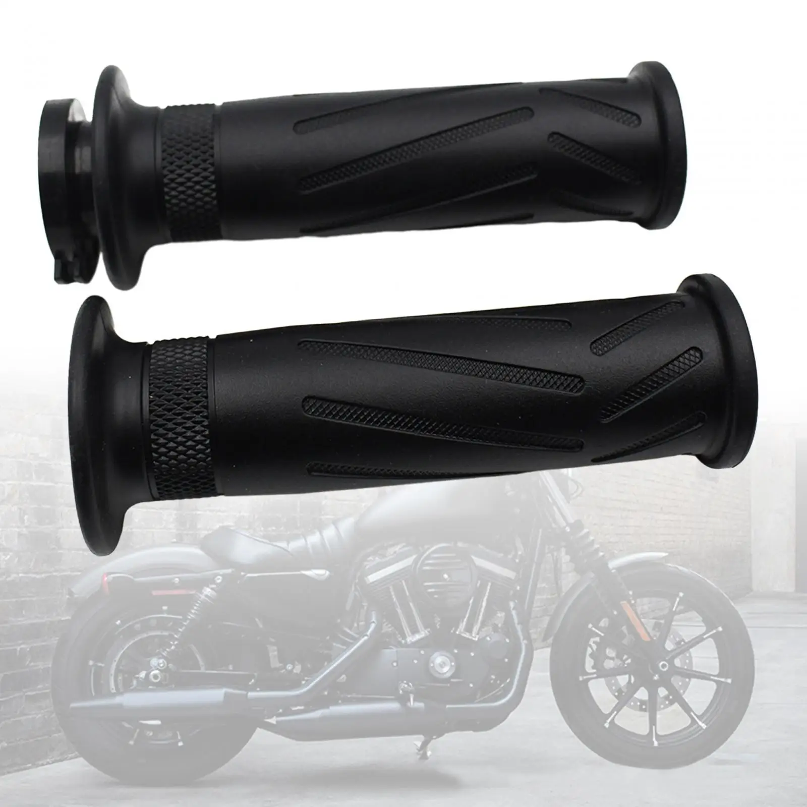 2x Motorcycle Handle Grips 7/8&quot; 22mm Handlebar Grips Throttle Handle Grips - £13.63 GBP