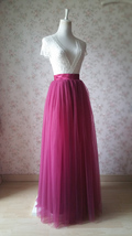 Fuchsia Tulle Maxi Skirt Wedding Guest Plus Size Floor Length Tulle Skirt Outfit image 2