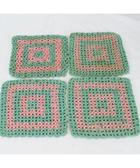 Pot Holders or Hot Pads Hand Crocheted Lot Of 4  Square 6 1/2&quot; - $17.46 CAD