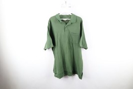 Vintage LL Bean Mens Large Faded Short Sleeve Collared Polo Shirt Green Cotton - £27.62 GBP