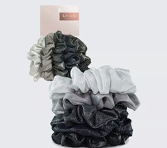 KITSCH Scrunchies - Set of 5 in Metallic Black/Gray Brand New With Tags - £9.49 GBP
