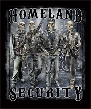 Home Security Skeleton Soldiers Black Tee Shirt Size L Men Women Adult TT1 - £5.23 GBP