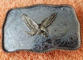 Montana Silversmith Eagle German Silver  Filigree Rope Border Belt Buckle (rc1) - £39.56 GBP