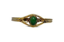 Gold Tribal Indian Bracelet with Green Turquoise Stone - £16.78 GBP