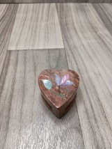 Carved Stone Heart Trinket Jewelry Box Mother Of Pearl Same Day Shipping... - £7.79 GBP