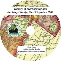 1888- Martinsburg &amp; Berkeley County West Virginia Wv - History Genealogy Cd Dvd - £4.60 GBP
