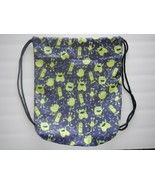 Drawstring athletic bag Backpack navy blue with green aliens black straps - $282.07 MXN