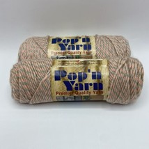 Pop’N Yarn Yarn Acrylic Lot 2 Cantaloupe Peach Green Striped (y13) - $11.30