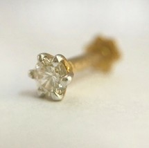 Real Diamond Solitaire Stud 14Kt Gold Nose Bone Pin Piercing  Lip Labret - $198.02