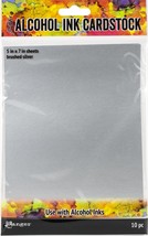 Tim Holtz Alcohol Ink Cardstock 5X7 10/Pkg-Brushed Silver (Pack of 3) - $49.49