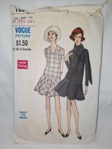 Vintage 60/70&#39;s Vogue 7508 One Piece Dress Low Waisted Flared Skirt V-Neck Sz 10 - £11.03 GBP