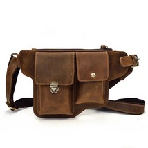 2022 New Crazy Horse Leather Men Chest Bags Leather Vintage Shoulder&amp;crossbody B - £114.79 GBP