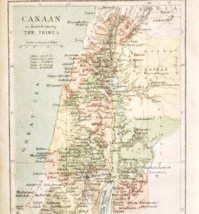 1920 Map Canaan Tribes Divisions Boundary Bible Page Christian Collectib... - $11.25