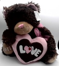 2011 Walmart  Teddy Bear, Girl Holding LOVE Heart 13.5” Tall - £11.99 GBP