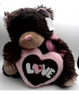 2011 Walmart  Teddy Bear, Girl Holding LOVE Heart 13.5” Tall - $14.85