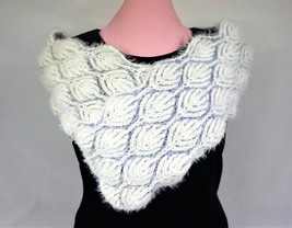 Handmade, Knitted, White scarf in Brioche style. WT -1 - $60.00
