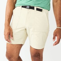Sonoma Outdoor Cargo Shorts Mens 30 Beige Nylon Stretch Belted Elastic Waist NEW - £19.28 GBP