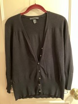 Vtg Apostrophe Womens Cardigan M Black Soft Knit Ribbed Button Up Sweate... - $17.05