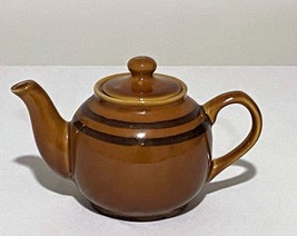 Vintage Small Brown Ringed Stripes Teapot High Gloss Tea for One - £8.32 GBP
