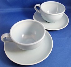 Vintage Russel Wright Iroquois Casual China Blue Green 2 Cups Saucers Teacups  - £18.79 GBP
