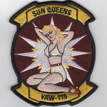 4&quot; Navy VAW-116 SUN-QUEENS Squad Lady Star Yellow Tabs Embroidered Jacket Patch - £27.51 GBP