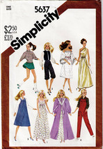 Vintage 1982 BARBIE &amp; Fashion Doll Wardrobe Simplicity Pattern 5637-s - £9.43 GBP