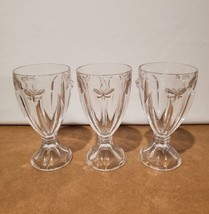 Vtg Lenox Butterfly Meadow Crystal Glass Set Of 3 Water Glasses Footed Goblets - £51.43 GBP