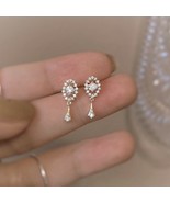 Wedding Earrings with Zircon, Simple Minimalist Earrings, Bridal Earrings - £14.15 GBP