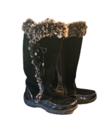 9.5M Black SPORTO Side Winder MidCalf Winter Boots Faux Fur Suede Patent... - £21.31 GBP