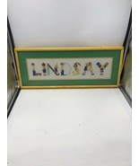 Vintage Lindsay Handmade Cross Stitch Framed Picture Kids 9.5 X 23.5 Inches - $29.69