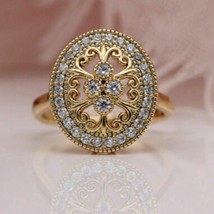 2.10 CT Imitation Diamant Filligree Vintage Fiançailles Bague Argent Plaqué Or - £97.04 GBP