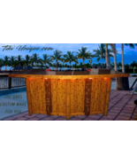 River table patio bar LED lights tiki masks, epoxy resin stone bartop, l... - $3,599.00