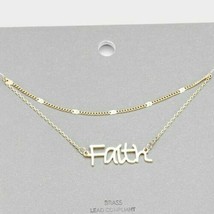 Gold FAITH Worded Pendant Necklace Charm Style Chain Cute Fun Fashion Jewelry - £21.02 GBP