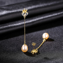 S925 Silver Drop Earrings Korean Personality Long Fresh Water Pearl Fringe Drop  - £20.88 GBP