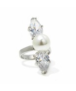 Homage The Flying Pearl" Cz And Simulated Pearl North-South Ring Size 5 - $12.74