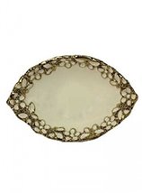 Pretty white ceramic Trinket Sweet dish with gold butterfly design (Oval) - £5.73 GBP