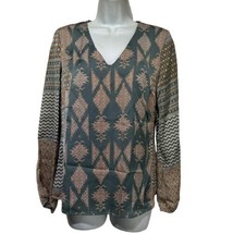 vero moda geometric long sleeve V-neck Paula blouse Size M - £15.65 GBP