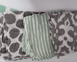 4 Soft Muslin Swaddle Baby Blanket Set Unisex Bacati Cotton Green Gray R... - $19.99