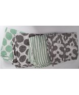 4 Soft Muslin Swaddle Baby Blanket Set Unisex Bacati Cotton Green Gray R... - £15.66 GBP