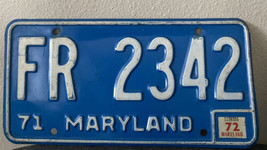 1971 / 1972 Maryland License Plate ** &#39;71 Md Base ** Stickered For &#39;72 - £23.59 GBP