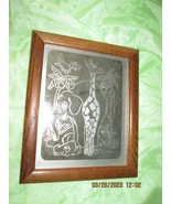 Etched Glass has Elephant, Giraffe, Hippo, and other animals 10 X 12 used - $12.33 CAD