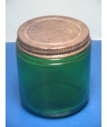 Green Glass Duraglas Style 3.5” High Vintage Antique W Lid Applied Botto... - $9.99