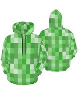 Men&#39;s Green Pixel Squares Game Lover All Over Print Hoodie (USA Size) - $44.82 CAD