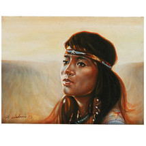 Untitled (Native American Girl w/ Headband) By A. Sidoni Oil Painting on Board - £6,517.83 GBP