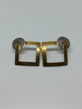 Vintage Sterling Silver 925 And Brass Square Southwestern Earrings - £14.22 GBP