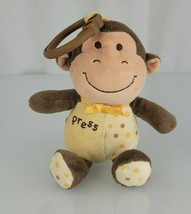 Prestige Stuffed Plush Yellow Brown Polka Dot Monkey Baby Toy Musical Clip Link - £31.74 GBP