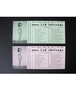 Two 1950&#39;s Pinup Advertising Ink Blotters - Moss Law Printers Buffalo Ne... - $23.30 CAD
