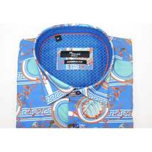 Men's Sports Shirt by MIZUMI Medallion Printed Soft Feel Short Sleeves M646 Blue image 7